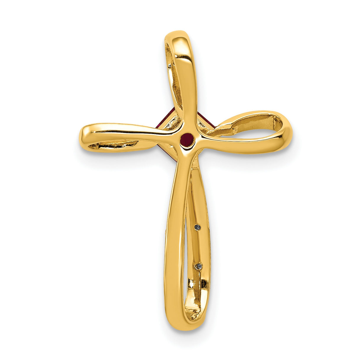 10k Multi-Tone Gold Cross Pendant with Lab Created Ruby and Diamond, Faith Inspired Design