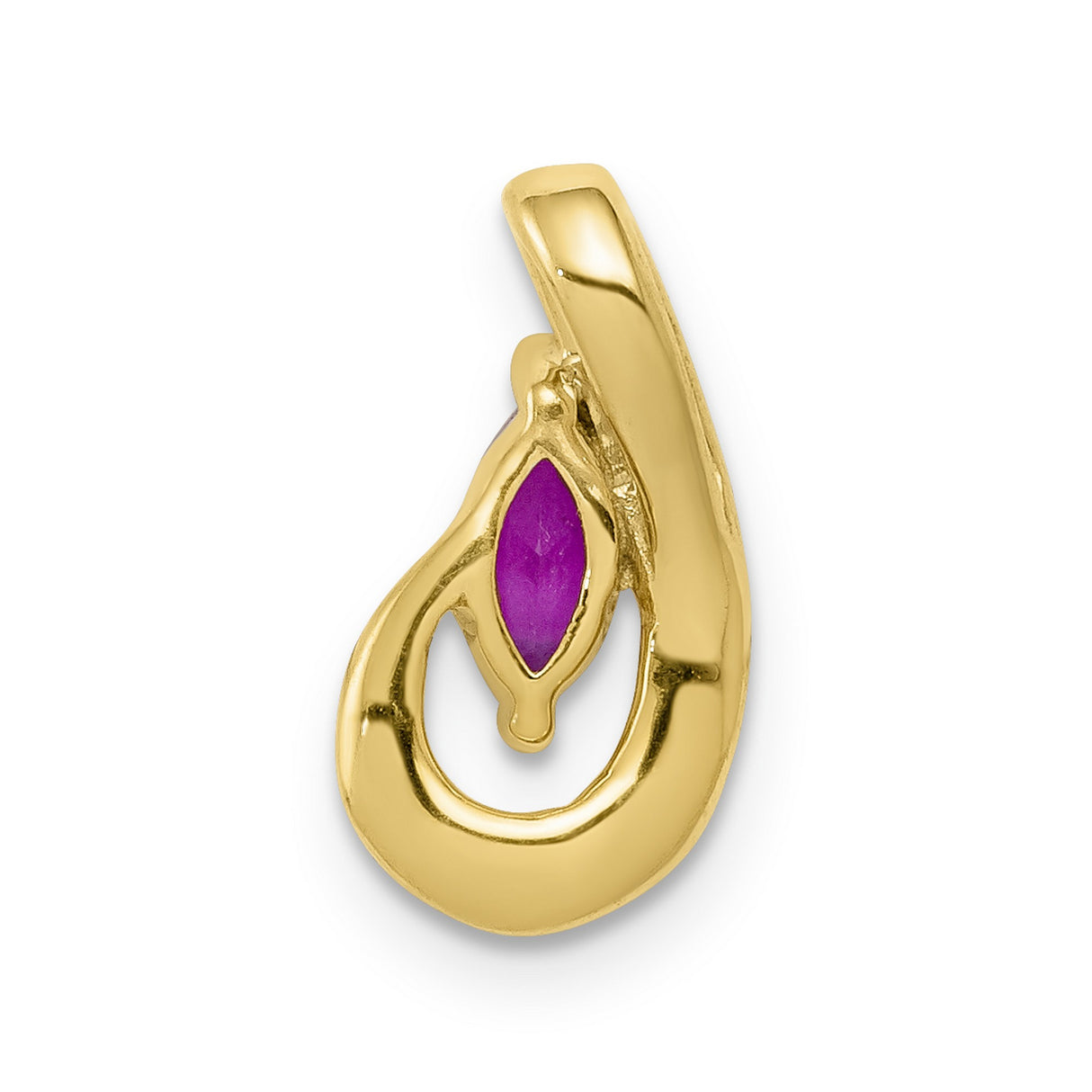 14k Yellow Gold Ruby Pendant with Diamond Accents, Marquise Swirl Design Charm for Women