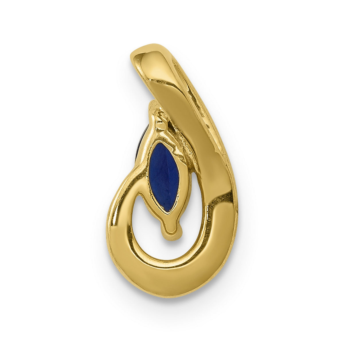14k Yellow Gold Teardrop Pendant with Marquise Blue Sapphire and Diamond Accents for Women