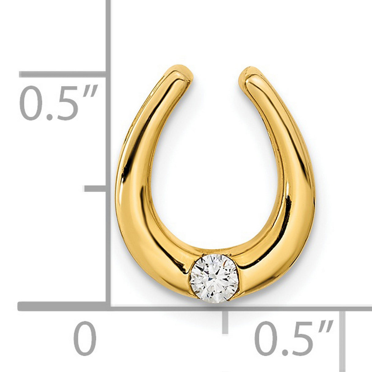 14k Yellow Gold Horseshoe Pendant with Diamond, Good Luck Charm Necklace for Women