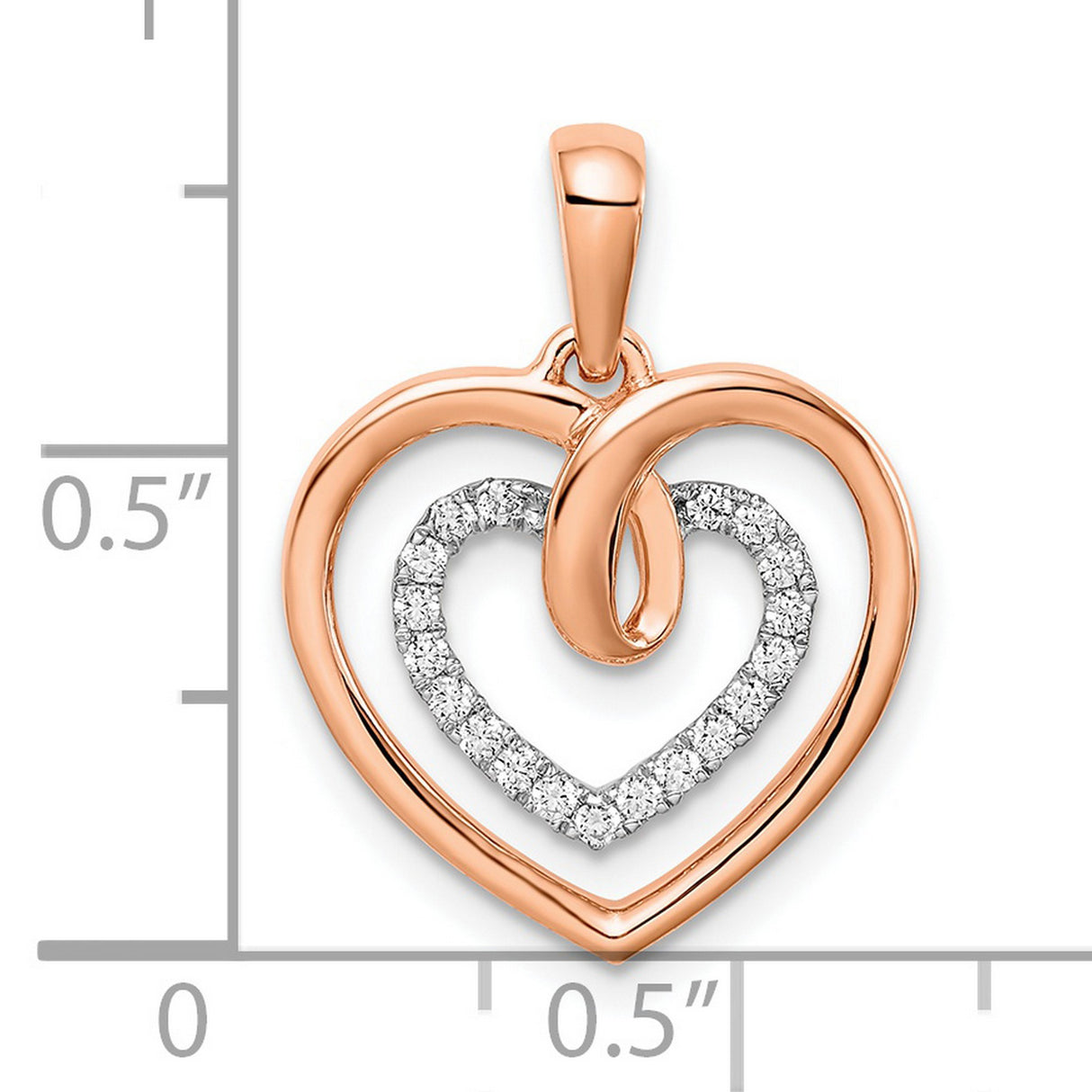 14k Two-Tone Gold Heart Pendant with Diamond Accents, Intertwined Romantic Design