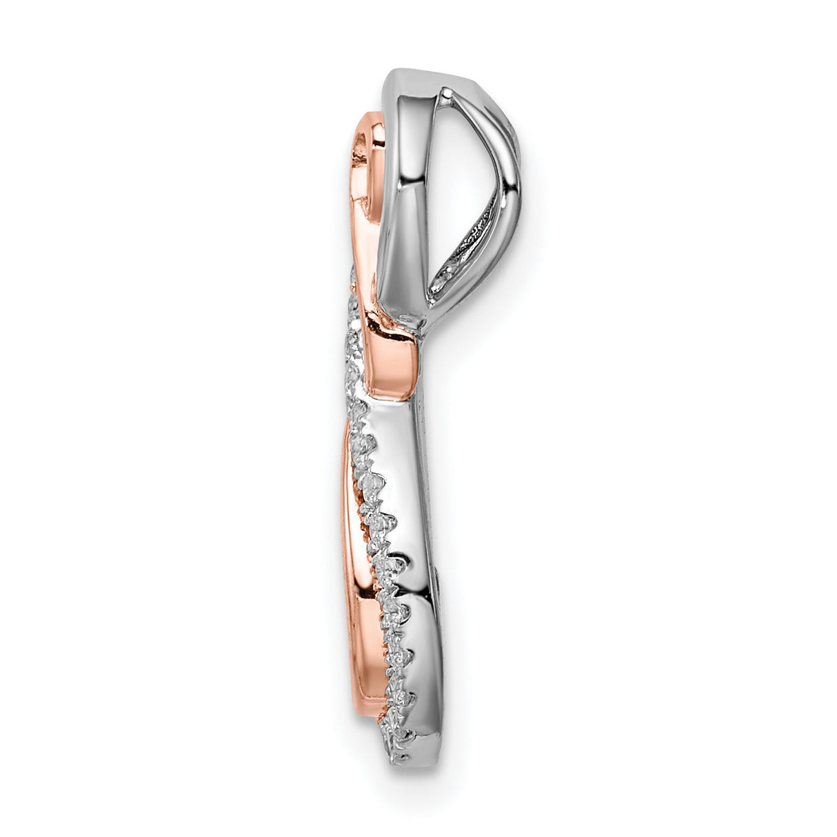 14k Two-Tone Gold Infinity Pendant with Diamonds, Rose and White Gold Design
