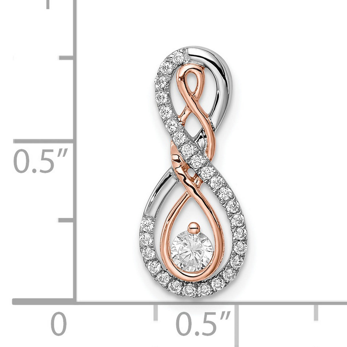 14k Two-Tone Gold Infinity Pendant with Diamonds, Rose and White Gold Design