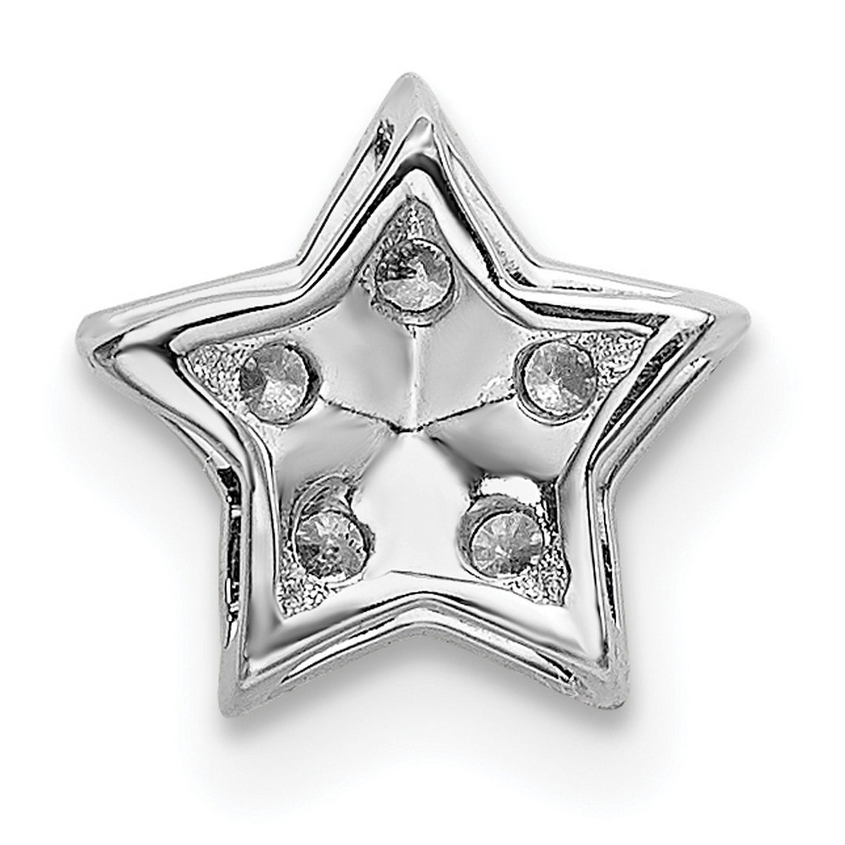 Diamond Star Chain Slide Charm Pendant in Real 14k White Gold