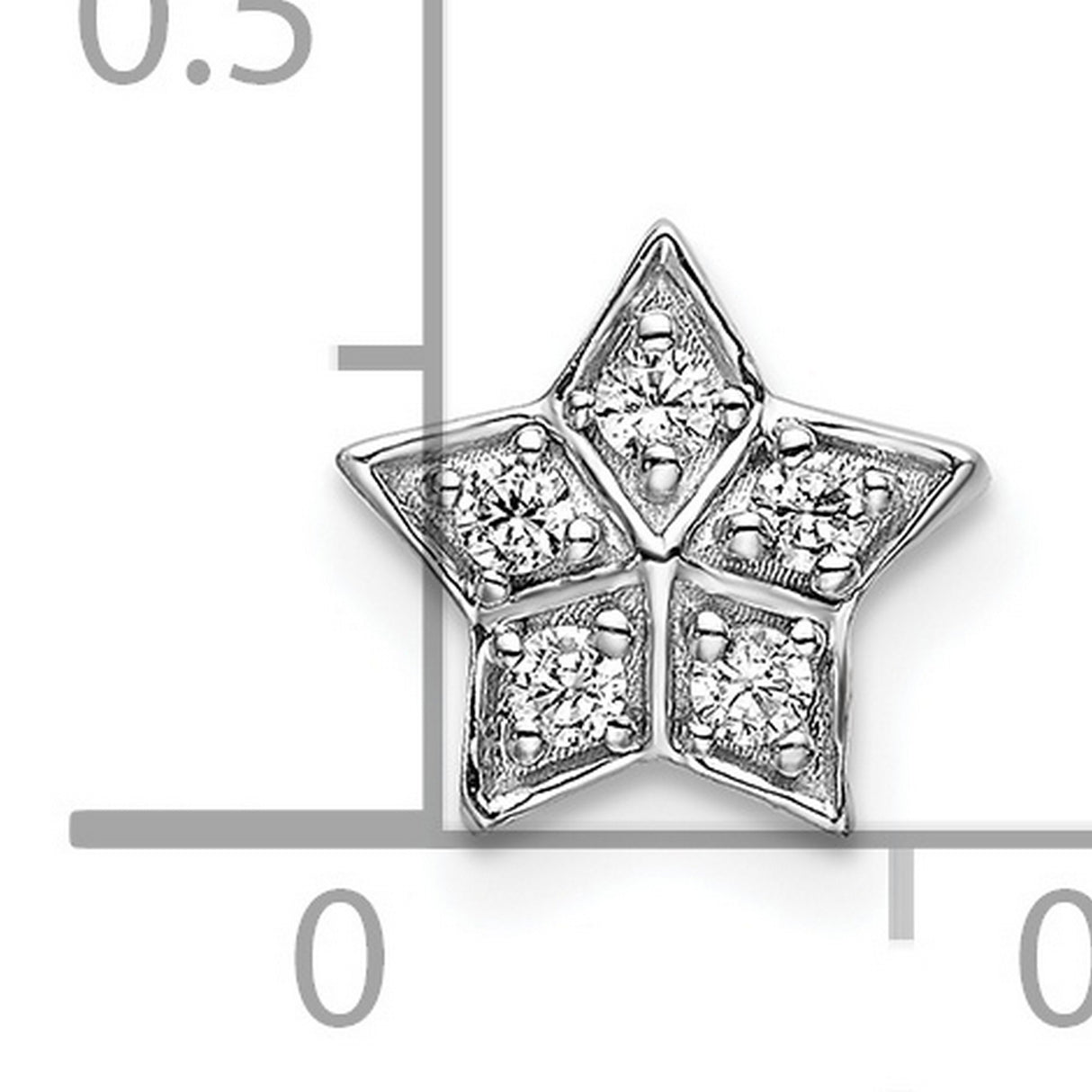 Diamond Star Chain Slide Charm Pendant in Real 14k White Gold