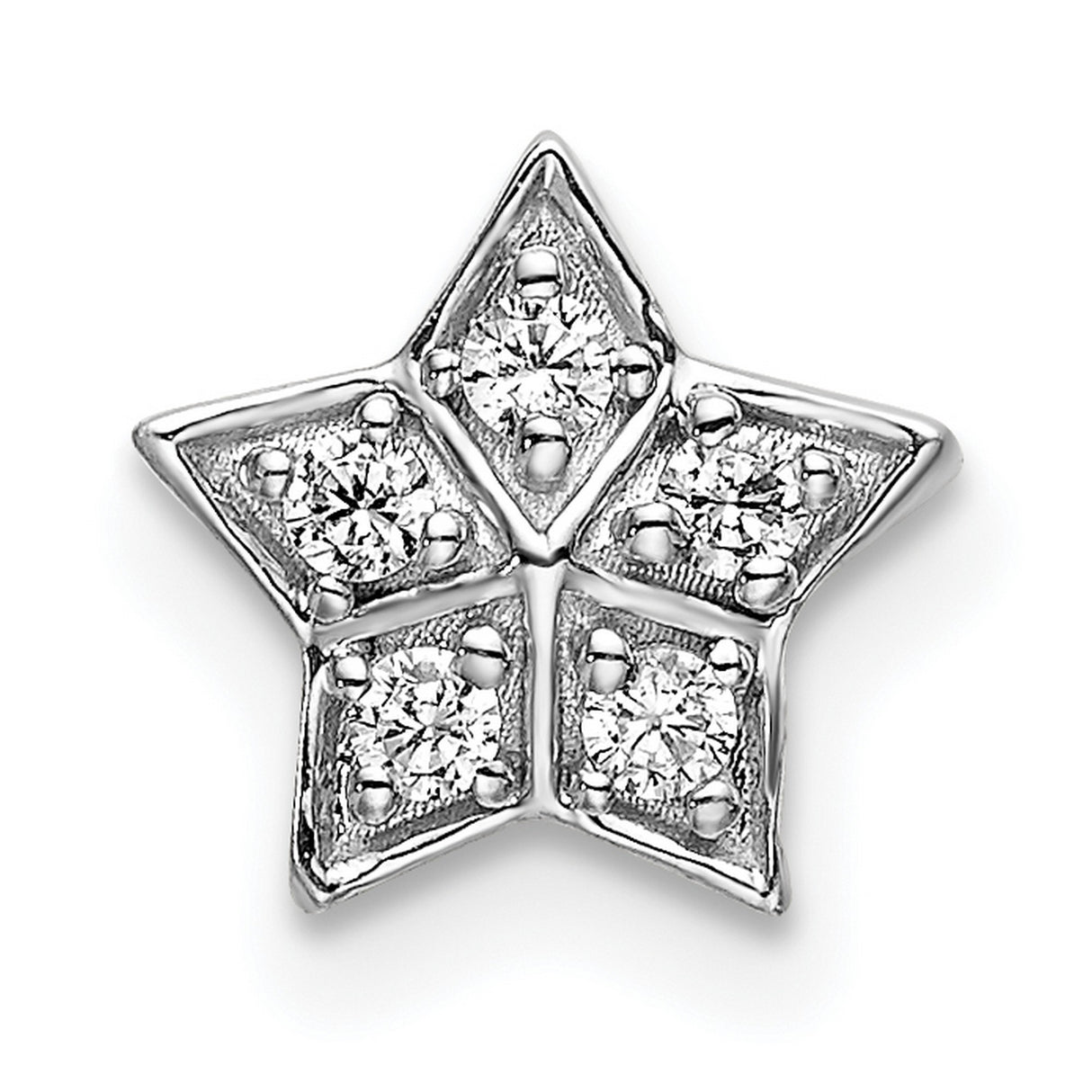 Diamond Star Chain Slide Charm Pendant in Real 14k White Gold
