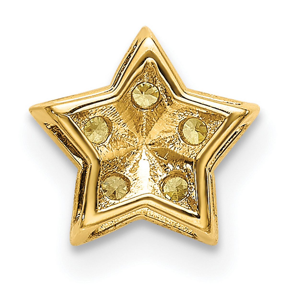 14k Yellow Gold Star Stud Earrings with Sapphire, Textured Finish and Diamond-Cut Accents