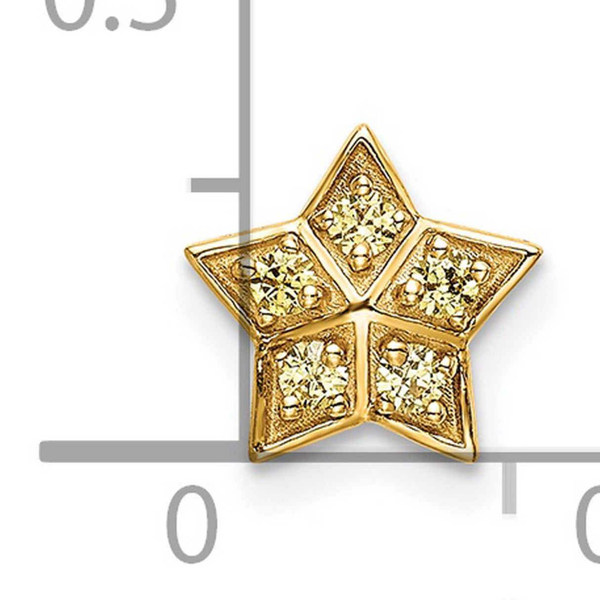 14k Yellow Gold Star Stud Earrings with Sapphire, Textured Finish and Diamond-Cut Accents