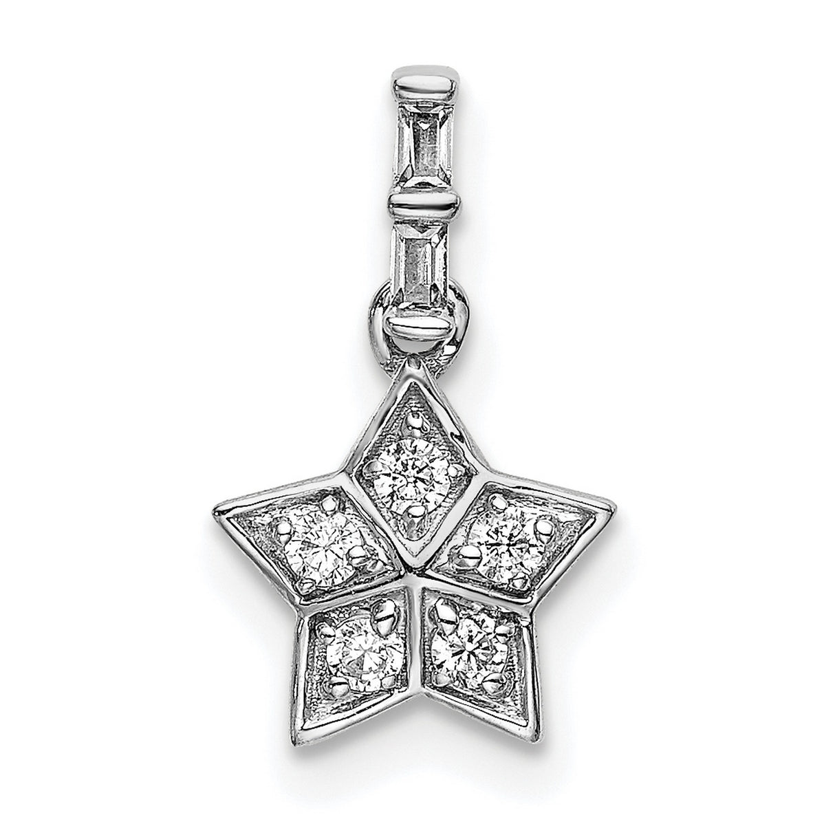 14k White Gold Star Pendant with Diamond Accents, Celestial Jewelry for Women