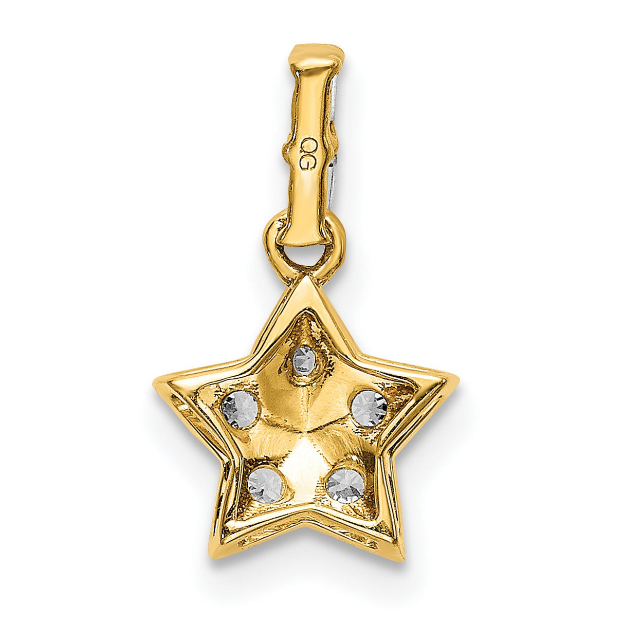14k Yellow Gold Star Pendant with Sapphire and Diamond Baguette Accents, Celestial Charm