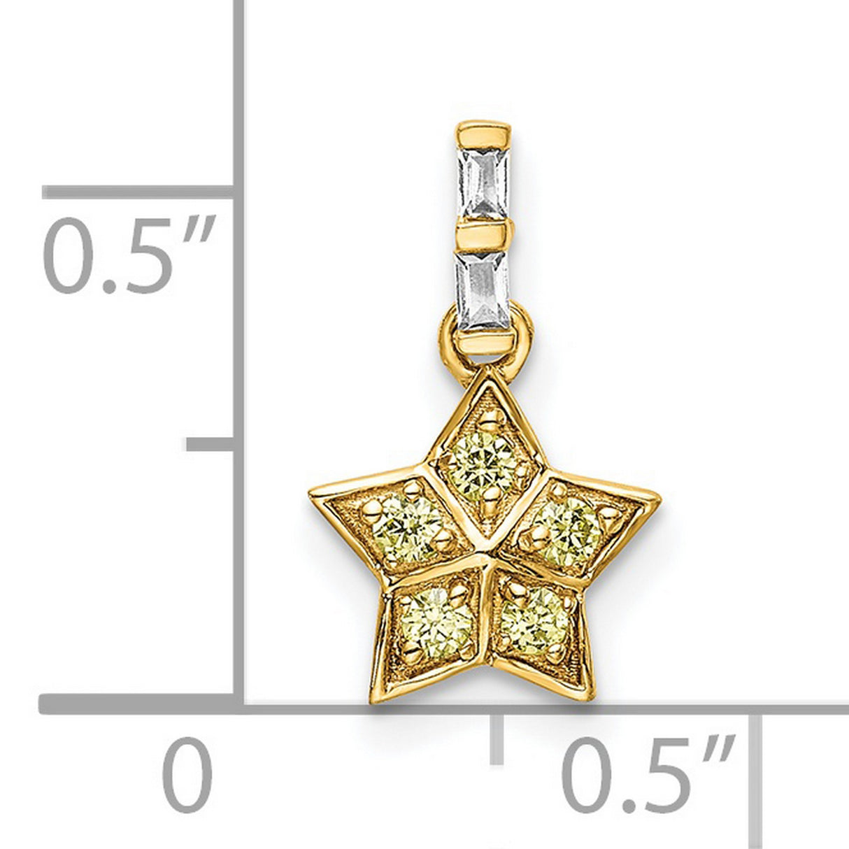 14k Yellow Gold Star Pendant with Sapphire and Diamond Baguette Accents, Celestial Charm