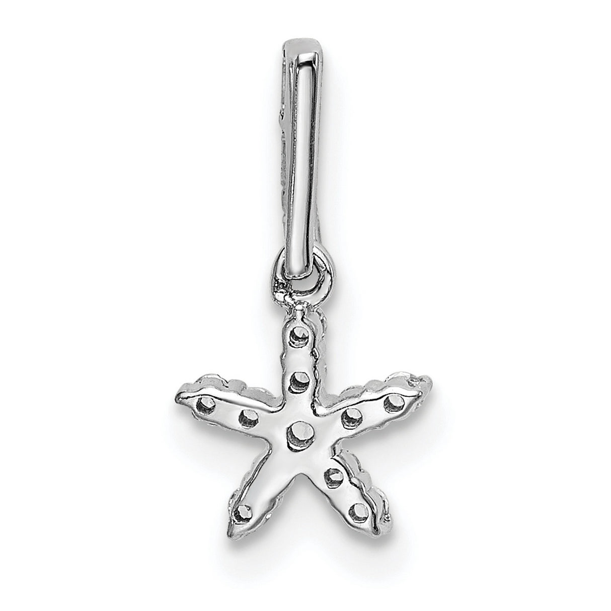 14k White Gold Starfish Pendant with Diamond Accents, Ocean-Inspired Nautical Jewelry for Women