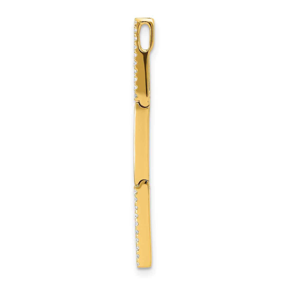 14k Yellow Gold Bar Pendant with Diamond Accents, Modern Geometric Minimalist Design