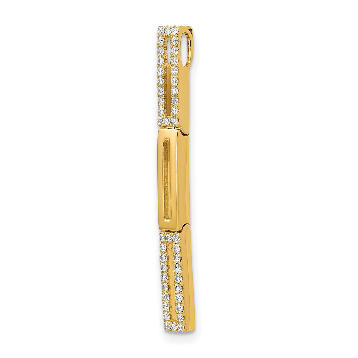 14k Yellow Gold Bar Pendant with Diamond Accents, Modern Geometric Minimalist Design