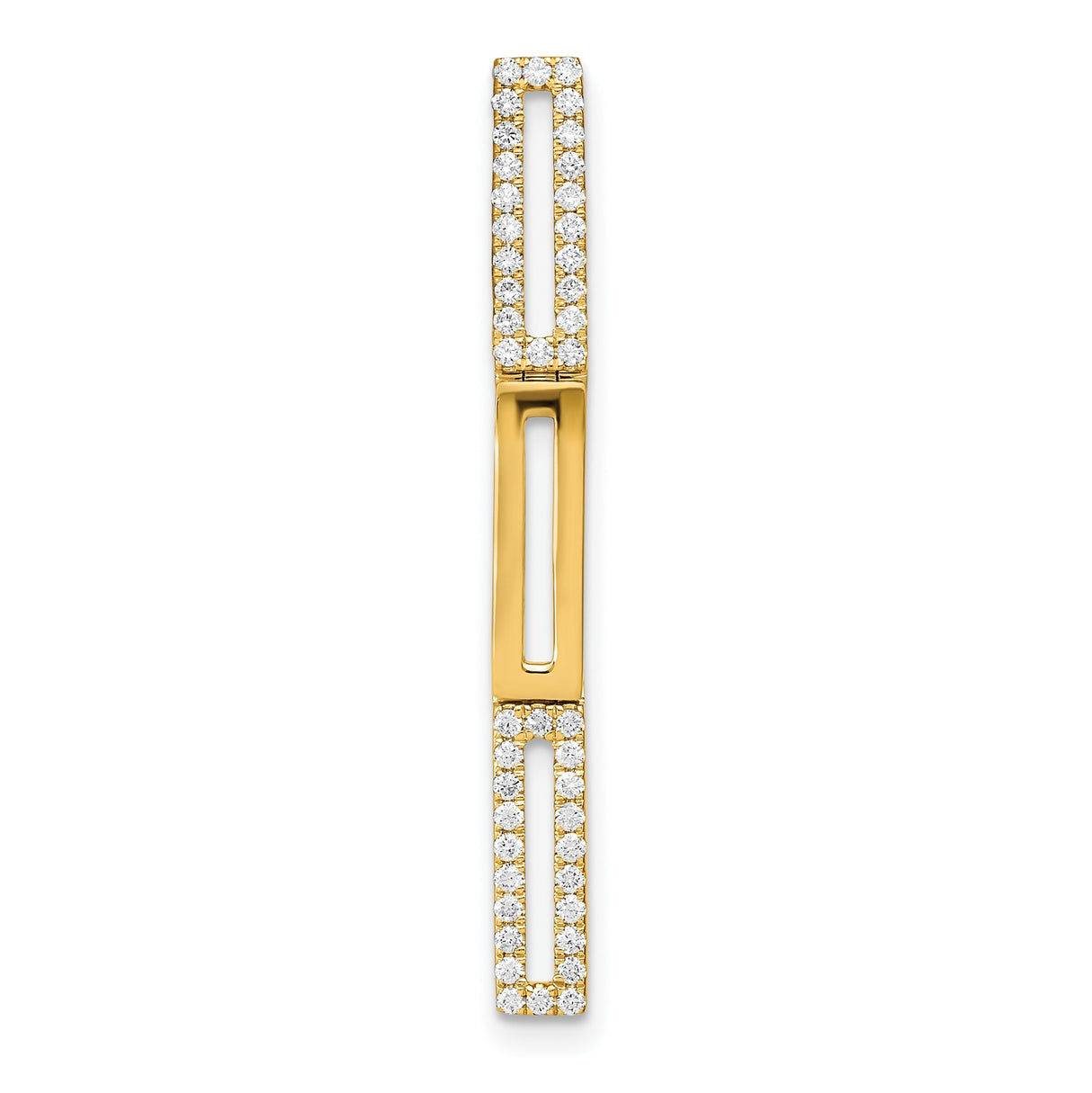 14k Yellow Gold Bar Pendant with Diamond Accents, Modern Geometric Minimalist Design