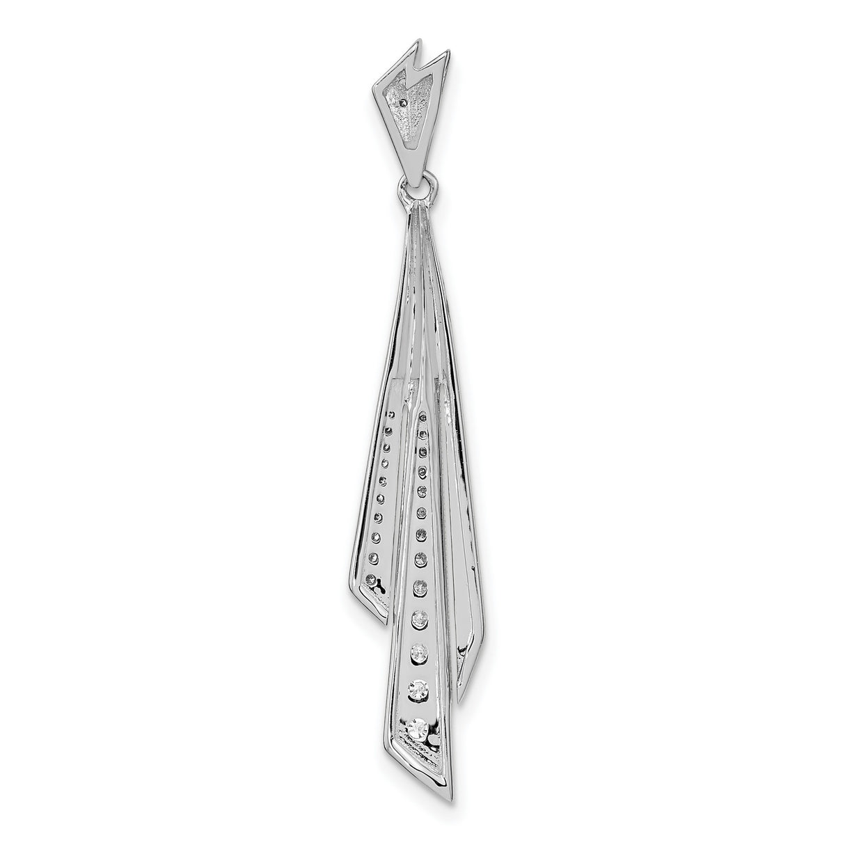 14k White Gold Pendant with Diamond, Modern Geometric Layered Design for Women