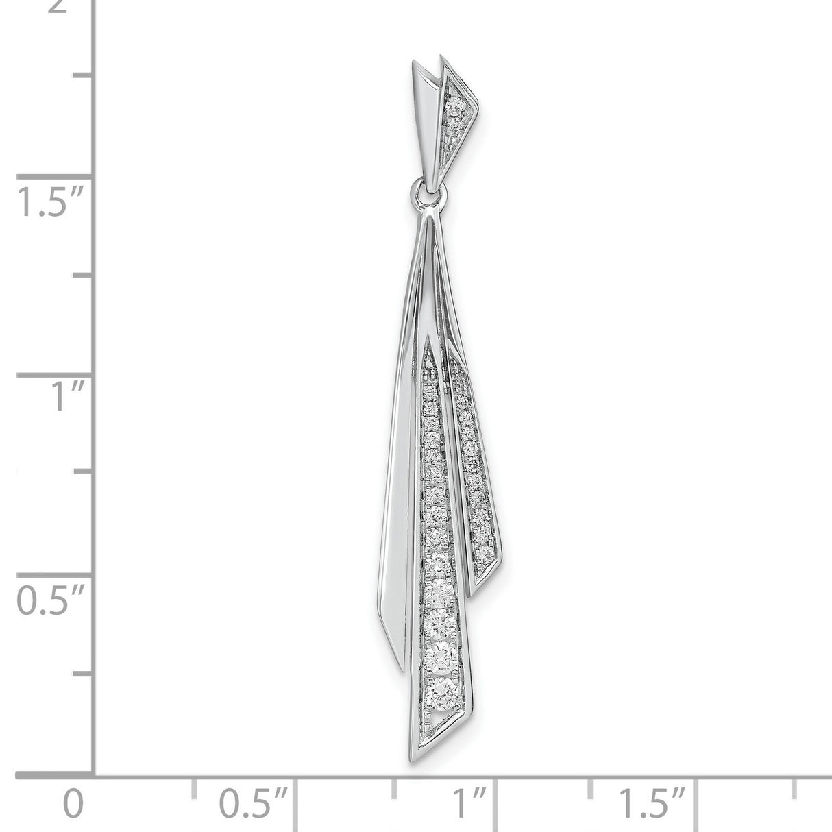 14k White Gold Pendant with Diamond, Modern Geometric Layered Design for Women
