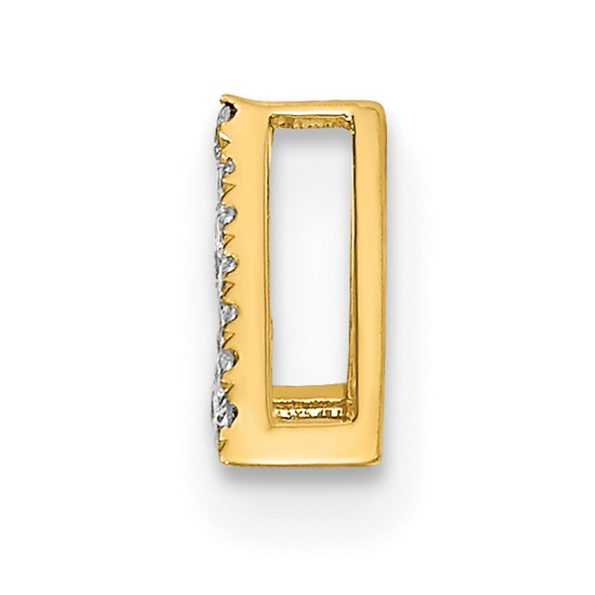 Polished Diamond Triangle Chain Slide Charm Pendant in Real 14k Yellow Gold