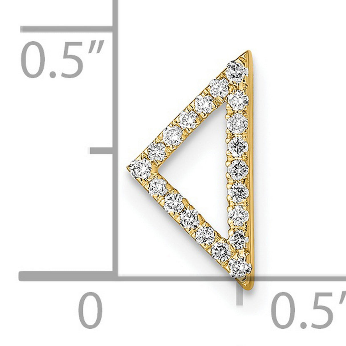 Polished Diamond Triangle Chain Slide Charm Pendant in Real 14k Yellow Gold