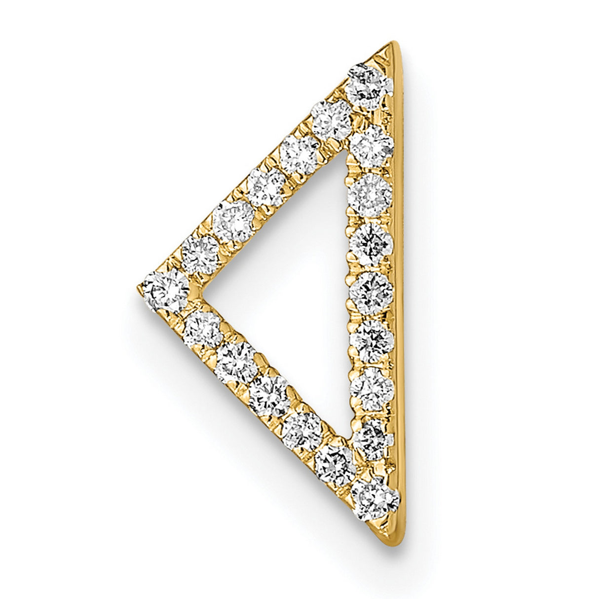 Polished Diamond Triangle Chain Slide Charm Pendant in Real 14k Yellow Gold