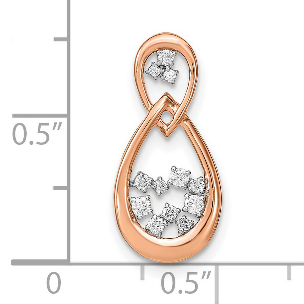 14k Rose Gold Teardrop Pendant with Diamond and Open Infinity Loop Design for Women
