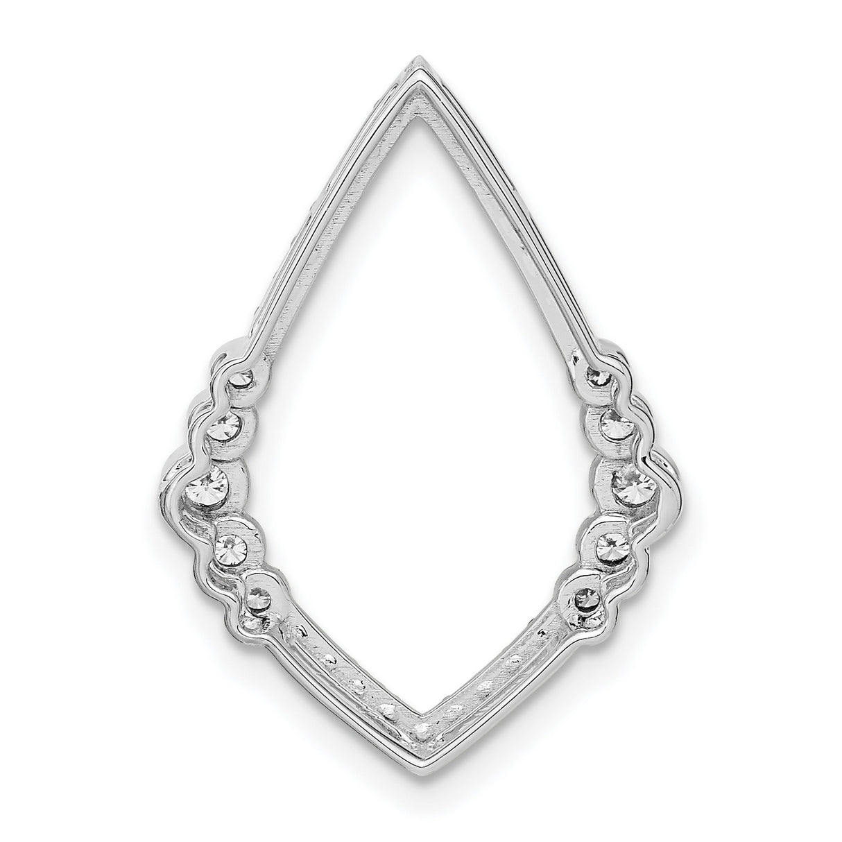 14k White Gold Marquise Pendant with Bezel Set Diamonds, Modern Minimalist Design