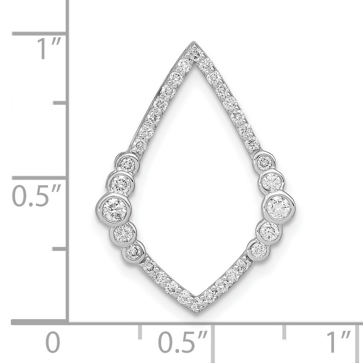 14k White Gold Marquise Pendant with Bezel Set Diamonds, Modern Minimalist Design
