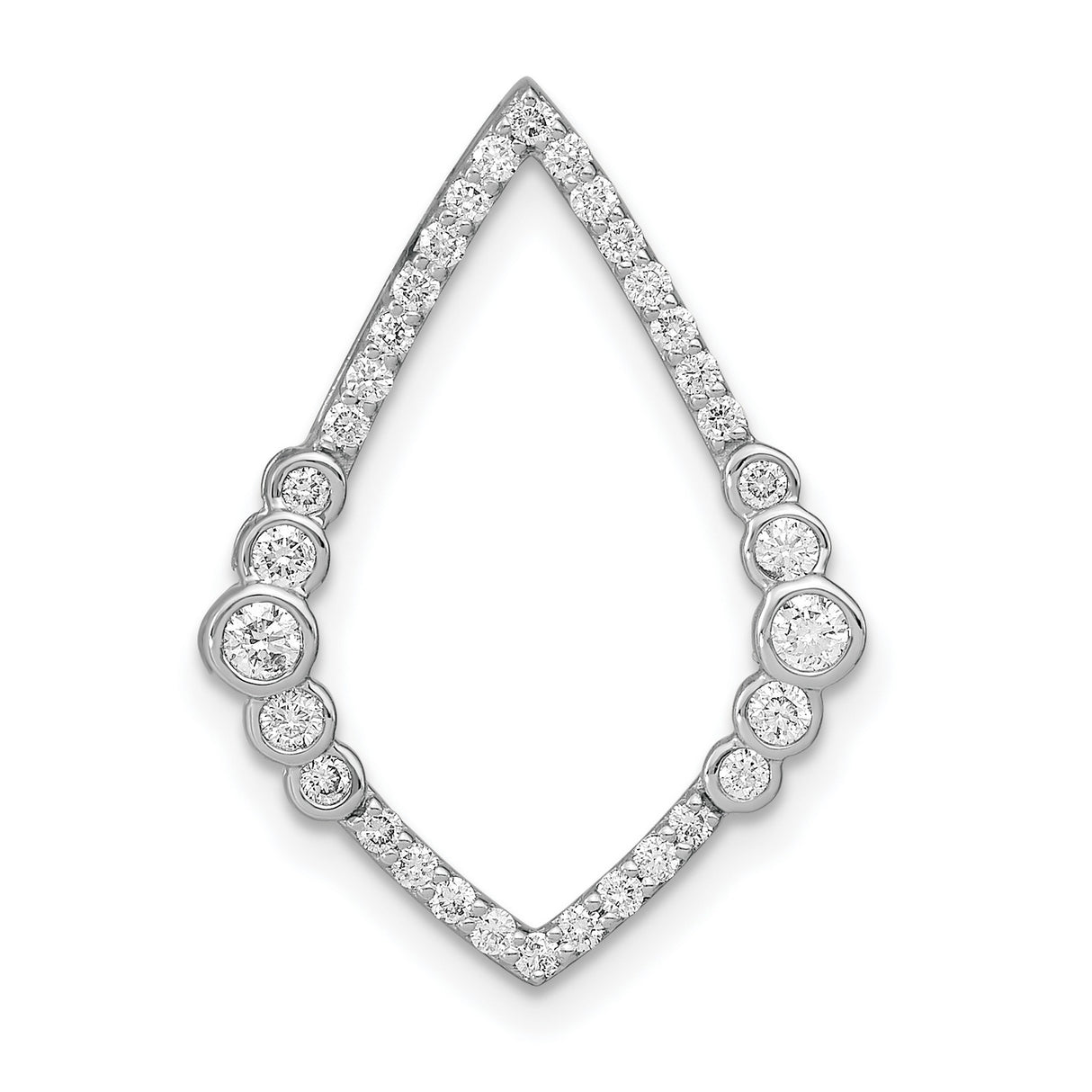 14k White Gold Marquise Pendant with Bezel Set Diamonds, Modern Minimalist Design