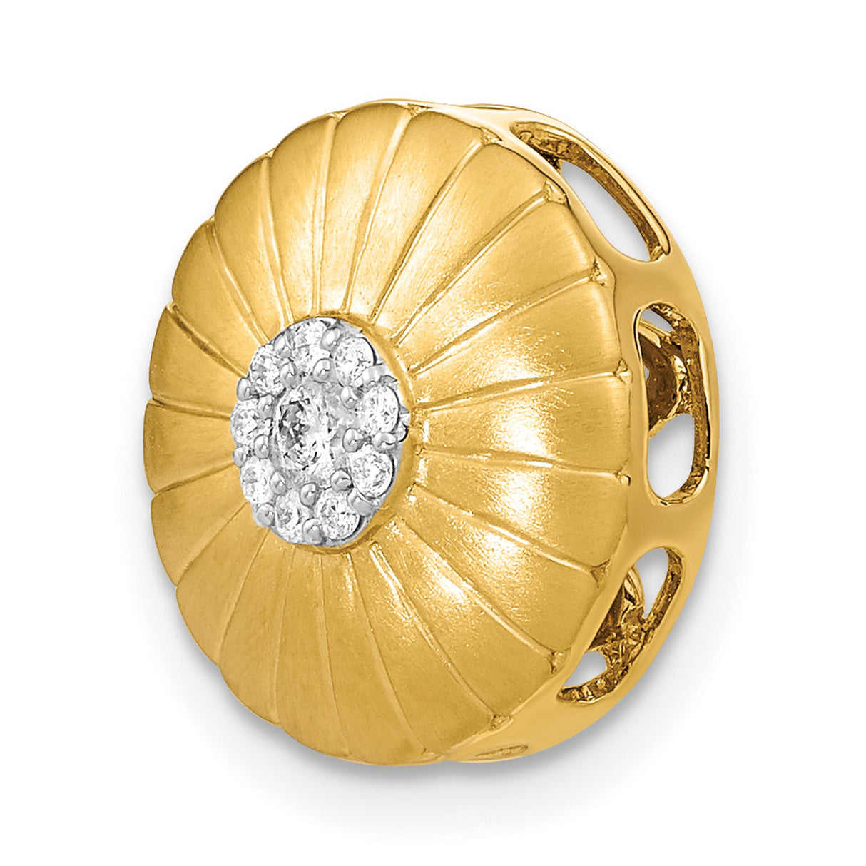 14k Yellow Gold Sunburst Pendant with Diamond Cluster, Round Radiant Design