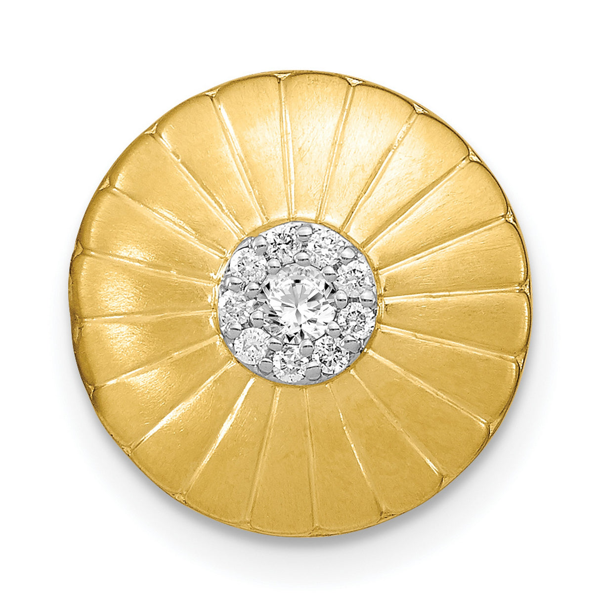 14k Yellow Gold Sunburst Pendant with Diamond Cluster, Round Radiant Design