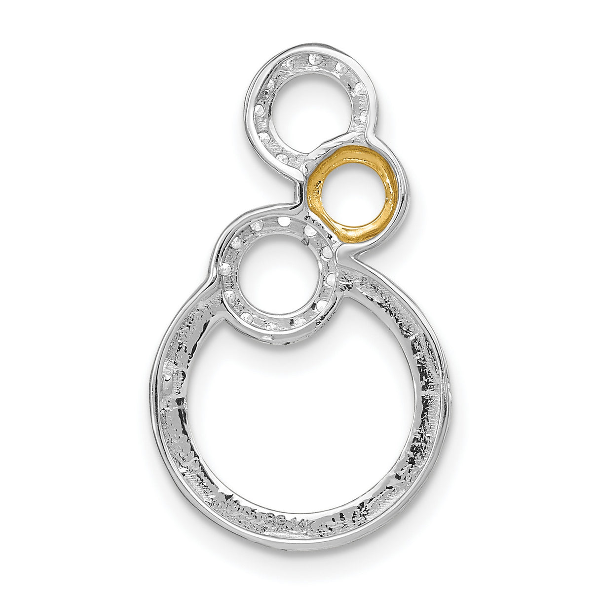 14k Two-Tone Gold Interlocking Circle Pendant with Diamonds, Symbolic Unity Jewelry for Women