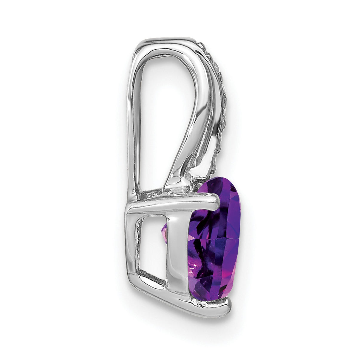 14k White Gold Heart Pendant with Amethyst and Diamond Accents, Romantic Jewelry for Women