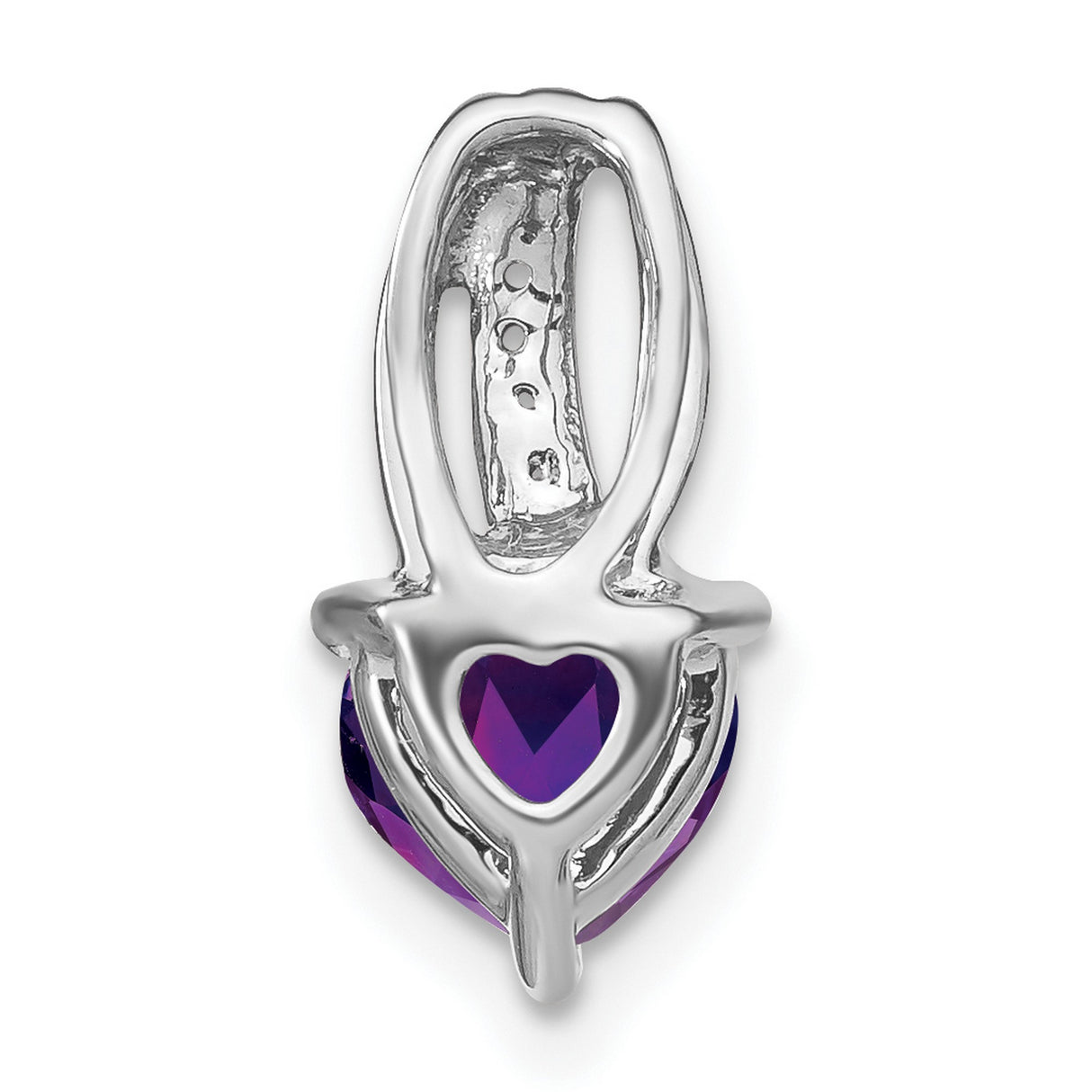 14k White Gold Heart Pendant with Amethyst and Diamond Accents, Romantic Jewelry for Women
