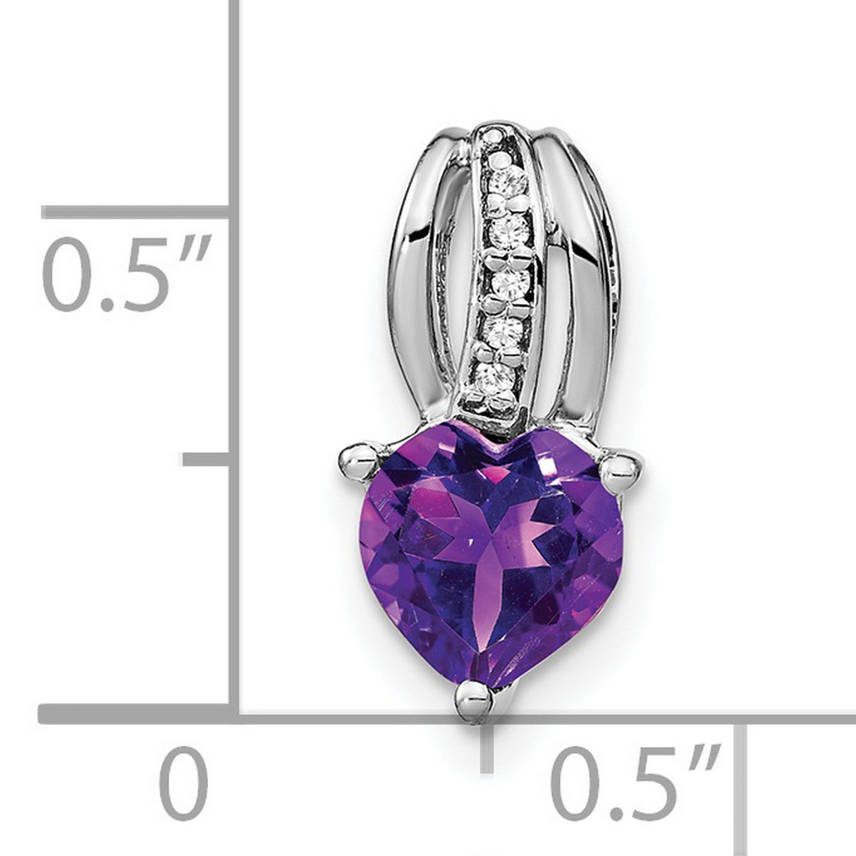 14k White Gold Heart Pendant with Amethyst and Diamond Accents, Romantic Jewelry for Women