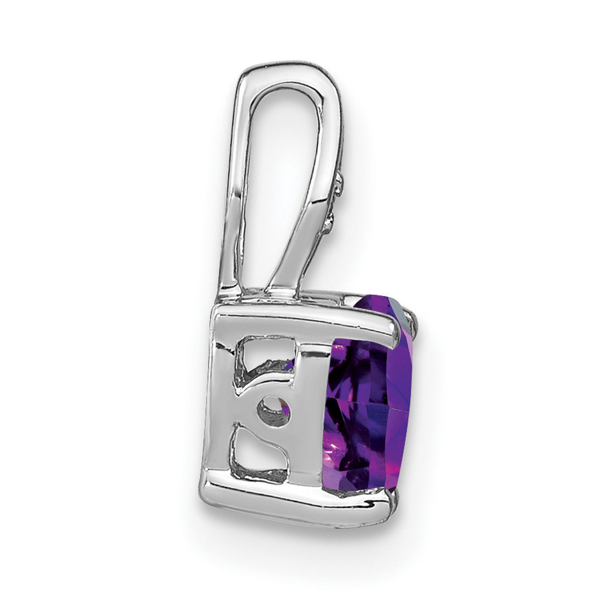 14k White Gold Heart Pendant with Amethyst and Diamond Accent, Romantic February Birthstone Jewelry