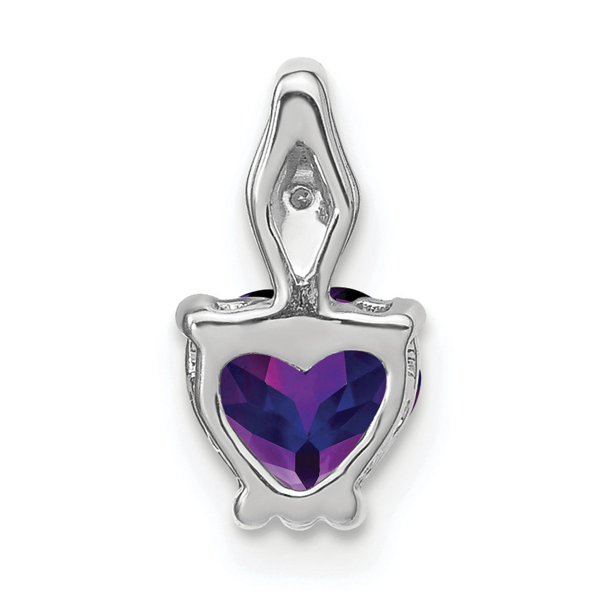 14k White Gold Heart Pendant with Amethyst and Diamond Accent, Romantic February Birthstone Jewelry