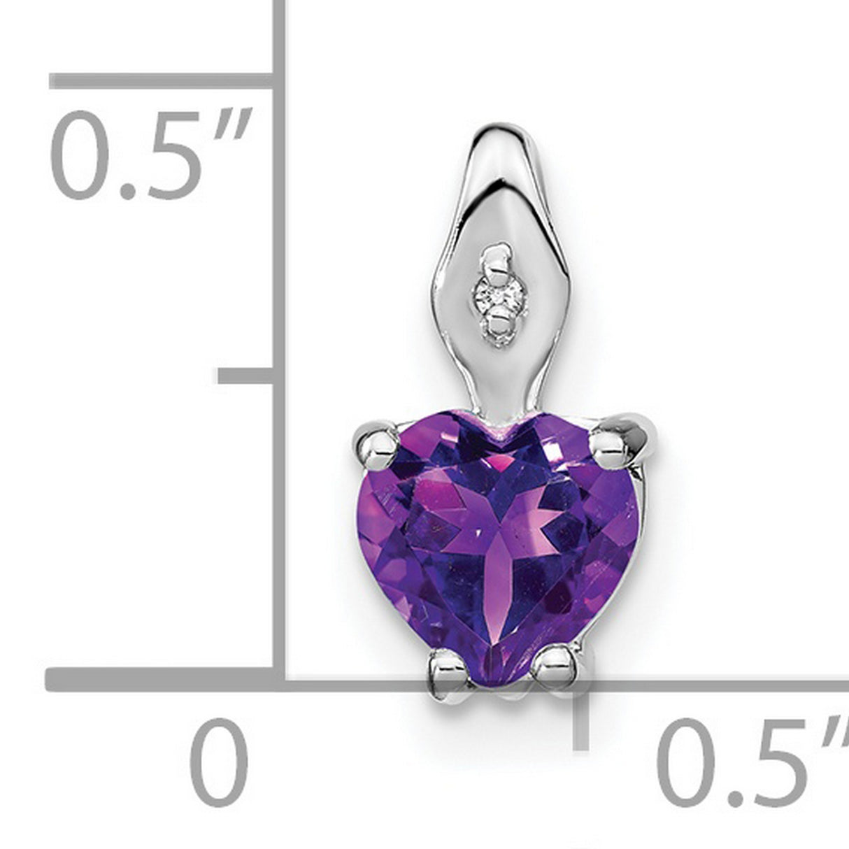 14k White Gold Heart Pendant with Amethyst and Diamond Accent, Romantic February Birthstone Jewelry