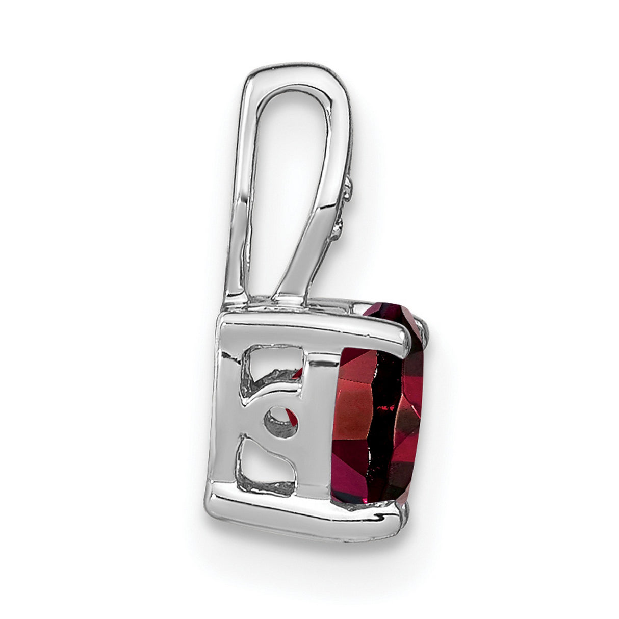 14k White Gold Heart Pendant with Garnet and Diamond Accent, Romantic Charm for Women