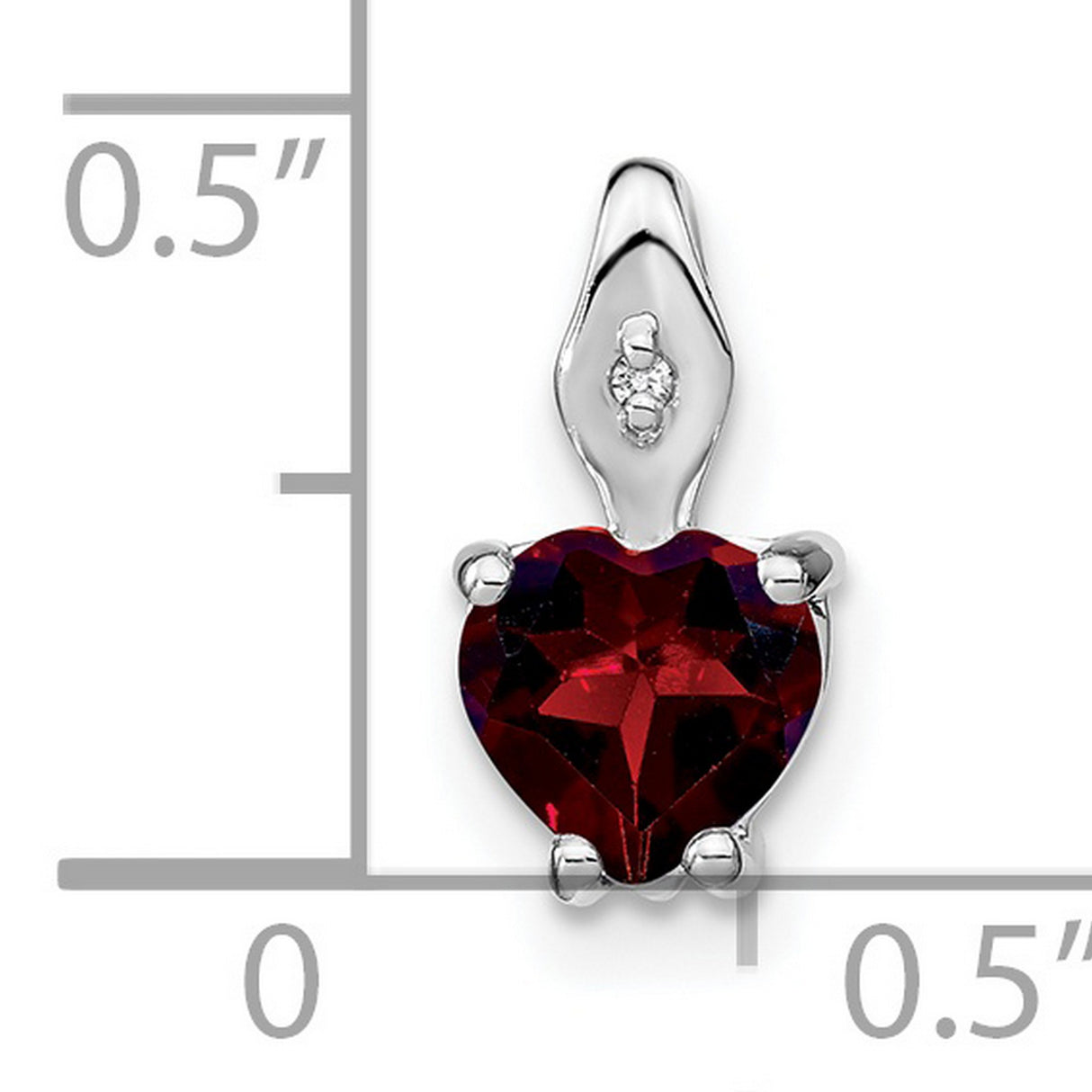 14k White Gold Heart Pendant with Garnet and Diamond Accent, Romantic Charm for Women