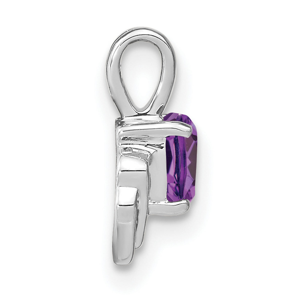 14k White Gold Claddagh Pendant with Amethyst and Diamond Accents, Heart Celtic Design for Women