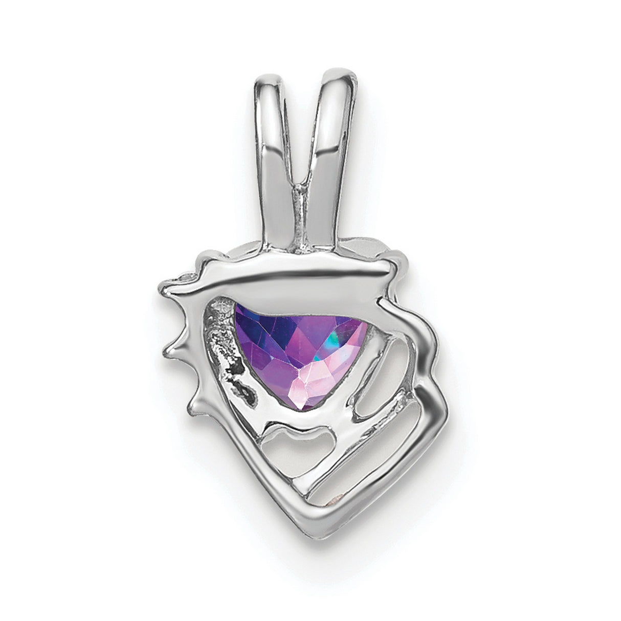 14k White Gold Claddagh Pendant with Amethyst and Diamond Accents, Heart Celtic Design for Women