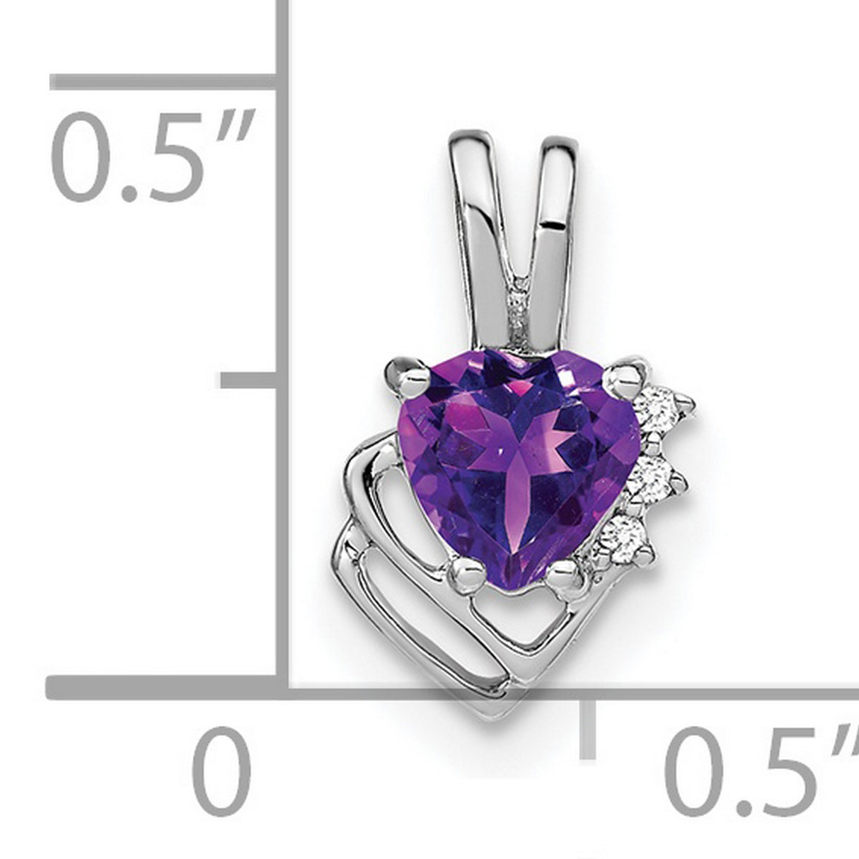 14k White Gold Claddagh Pendant with Amethyst and Diamond Accents, Heart Celtic Design for Women