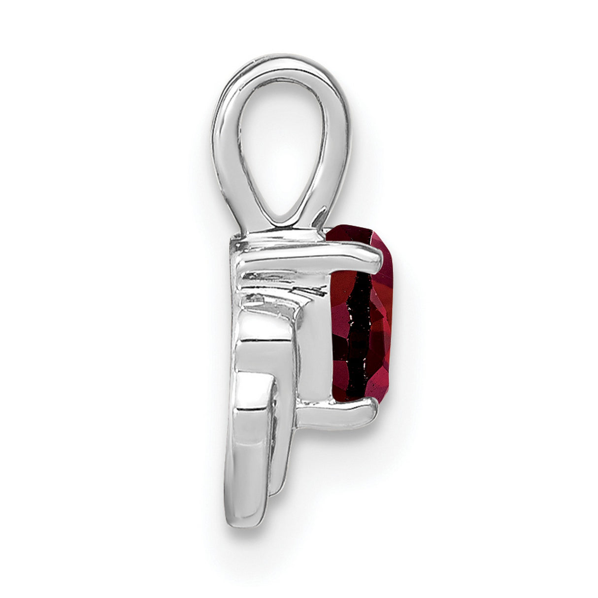 14k White Gold Heart Pendant with Garnet and Diamond Accents, Romantic Jewelry for Women