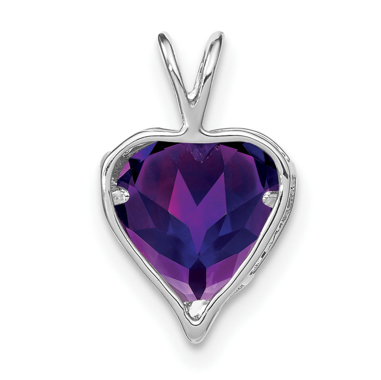 14k White Gold Heart Mom Pendant with Amethyst and Diamond Accent