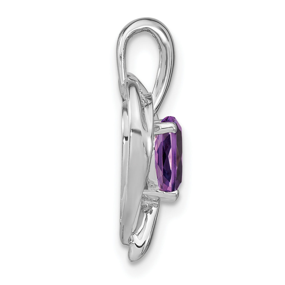 14k White Gold Heart Pendant with Amethyst and Diamond Accents, Romantic Jewelry for Women