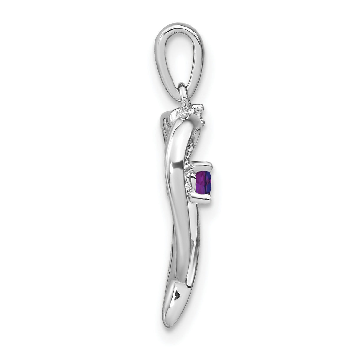 14k White Gold Heart Pendant with Amethyst and Diamond Accent for Women