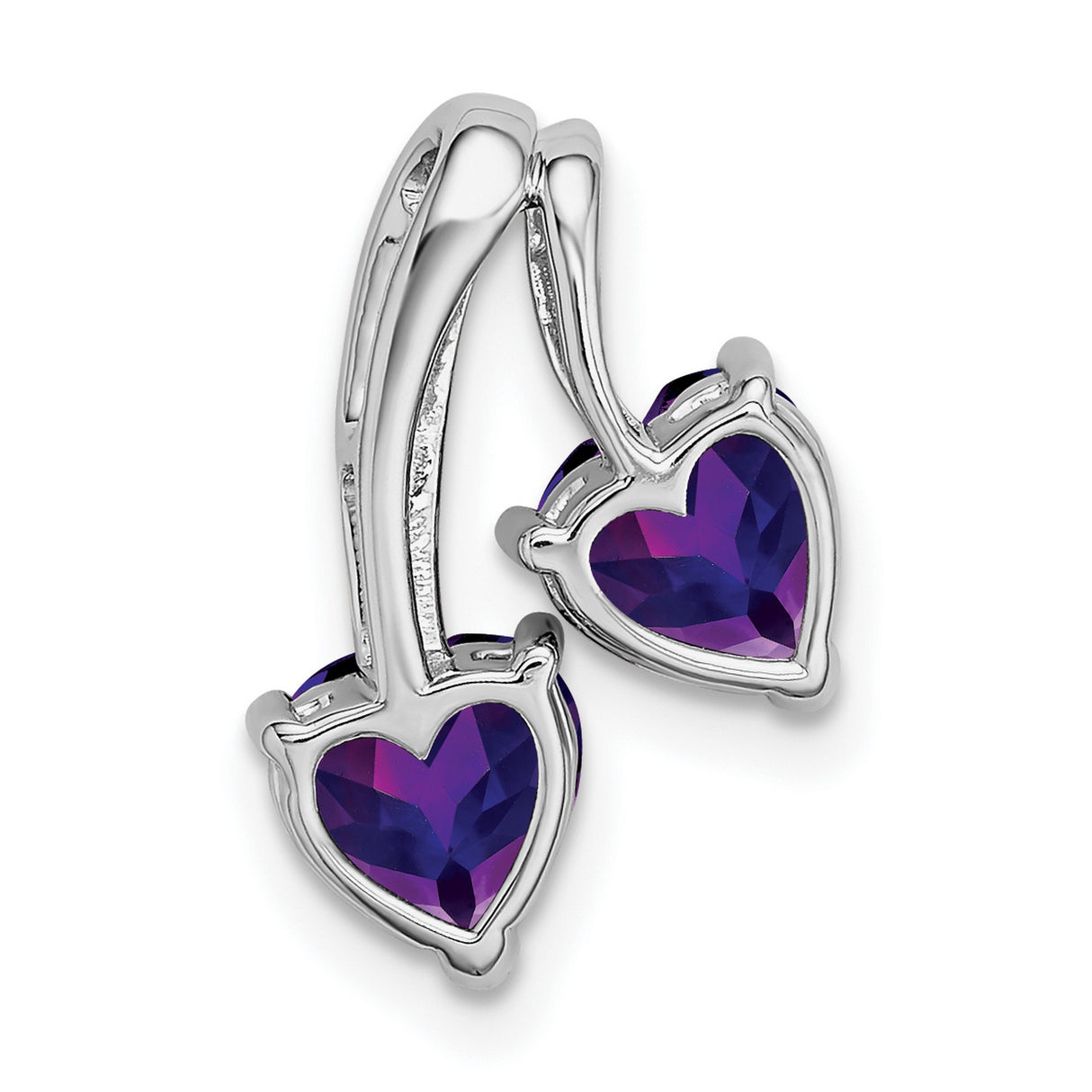 14k White Gold Heart Pendant with Amethyst and Diamond Accents