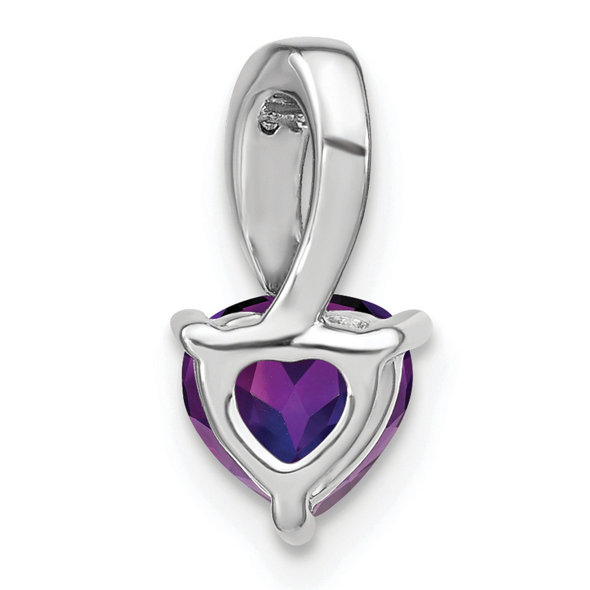 14k White Gold Heart Amethyst Pendant with Diamond Accent Bail for Women