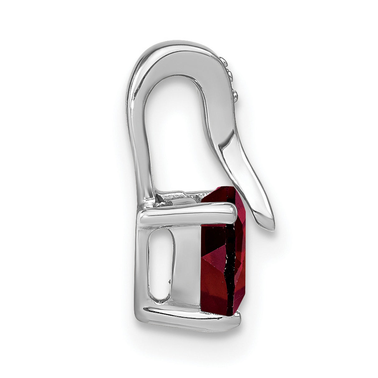 14k White Gold Heart Pendant with Garnet and Diamond Accents