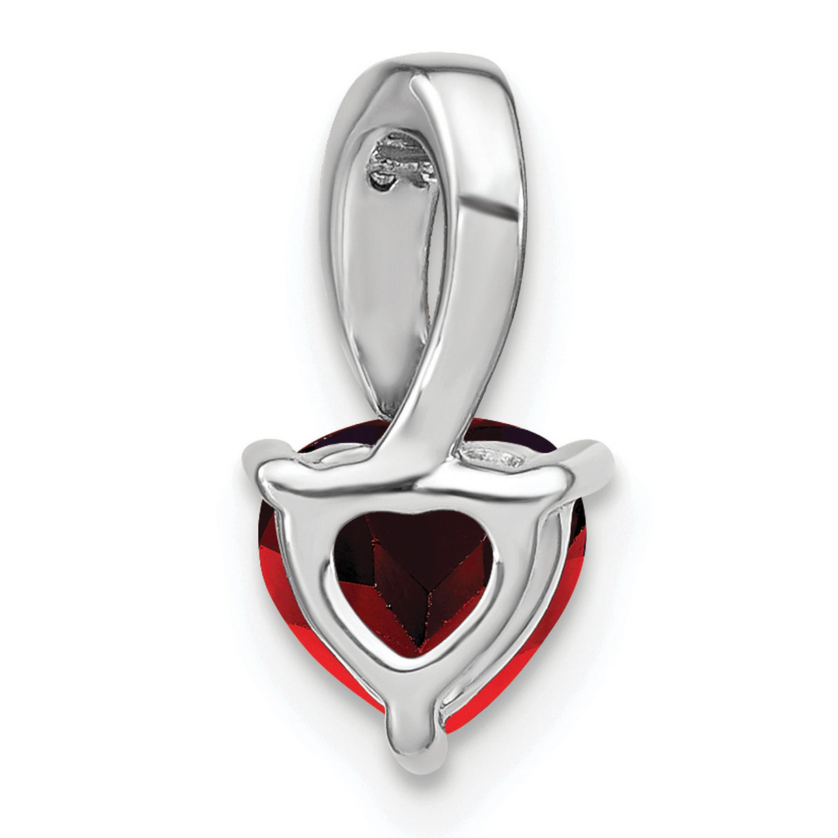 14k White Gold Heart Pendant with Garnet and Diamond Accents